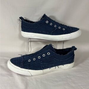 Corkys Babalu Navy Denim Women's Slip On Sneaker Size 10